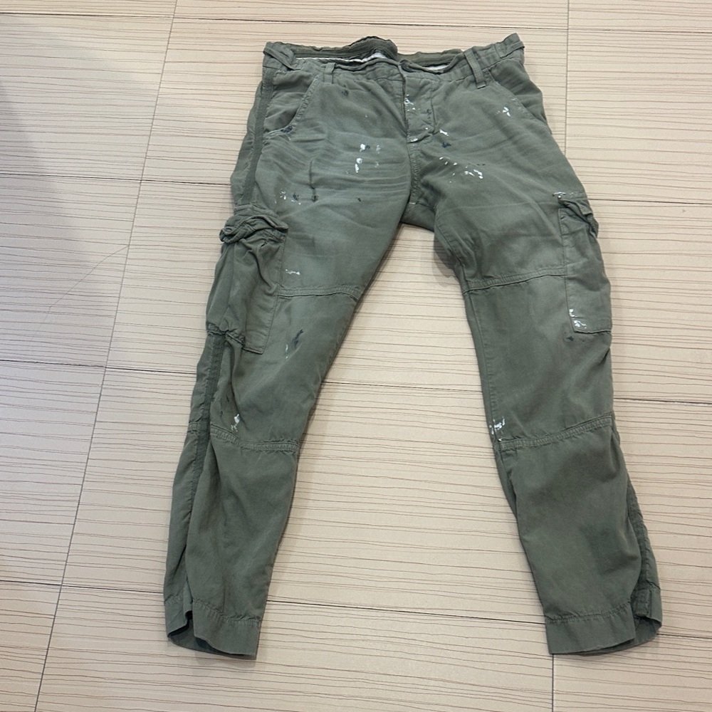 Women’s NSF Paint Spatter Green Lightweight Cargo Pants. Sz 27